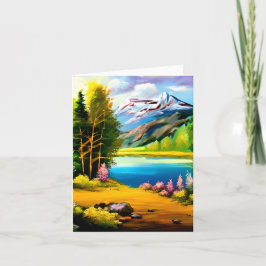 Tarjeta Lago de montaña acuarela personalizable