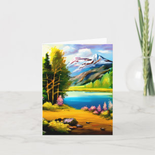 Tarjeta Lago de montaña acuarela personalizable