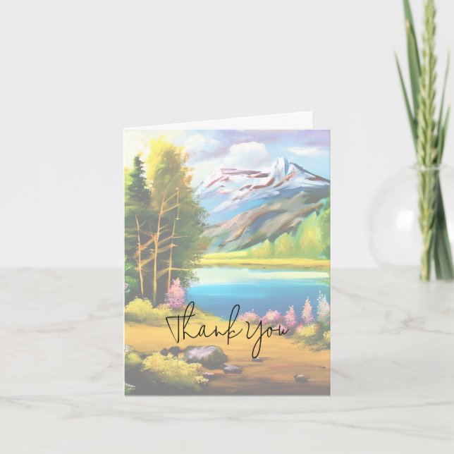Tarjeta Lago de montaña acuarela personalizable (Anverso)