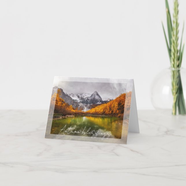 Tarjeta Lago de otoño con texto personalizado (Anverso)