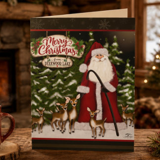 Tarjeta Lago Deerwood Santa Navidad
