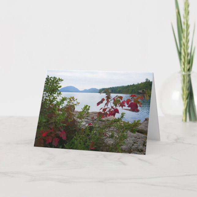 Tarjeta Lago Eagle y hojas de arce rojas II (Anverso)