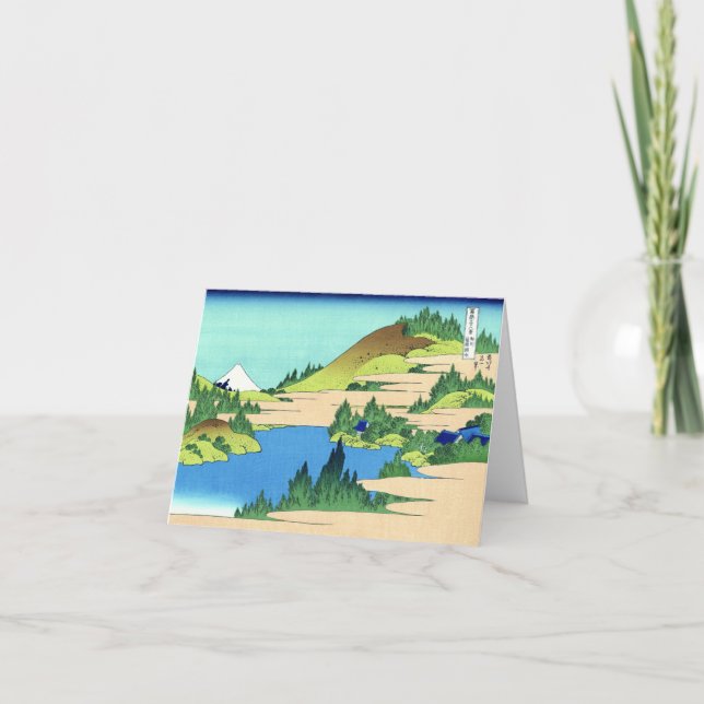 Tarjeta Lago Hakone, Bella Artes japonés de Hokusai (Anverso)