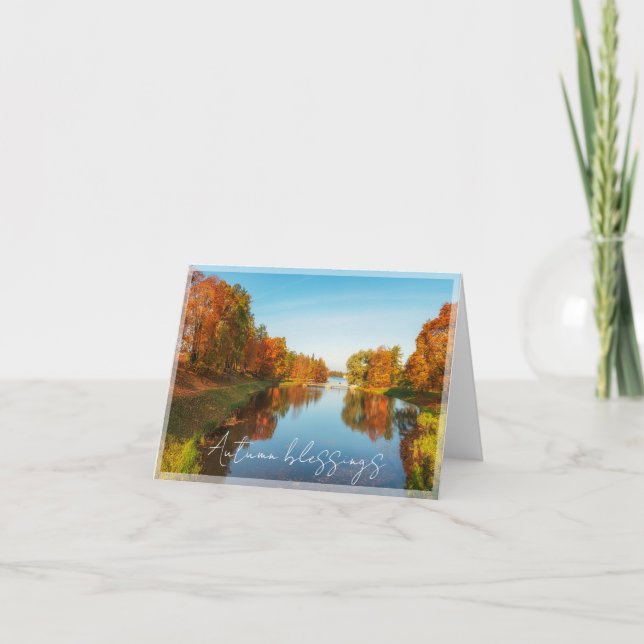 Tarjeta Lago otoñal con texto personalizado (Anverso)