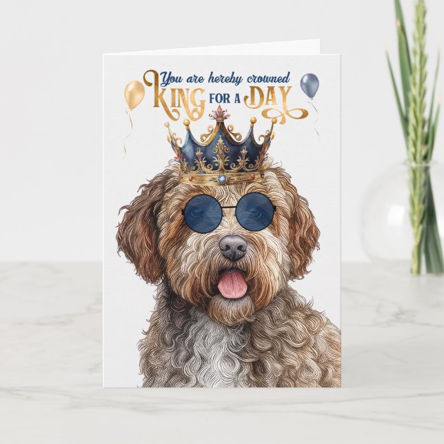 Tarjeta Lagotto Romagnolo Perro Rey por día cumpleaños gra (Anverso)