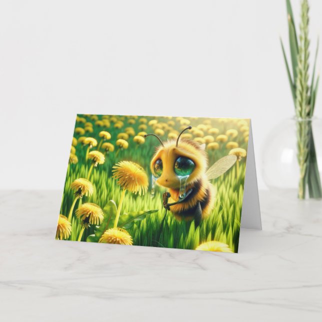 Tarjeta Lágrima abeja de miel por pensar en ti (Anverso)
