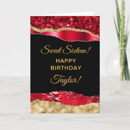 Tarjeta Lágrimas de oro y rojo de oro de 16 dulces