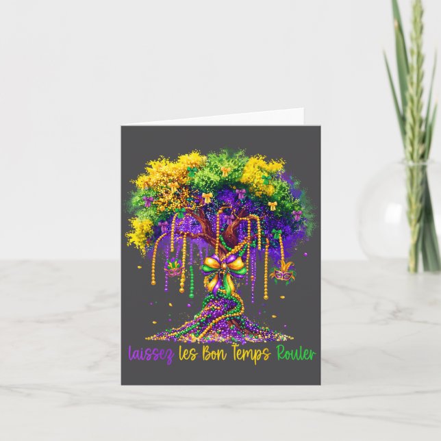 Tarjeta Laissez Les Bon Temps Rouler Mardi Gras Tree 2026  (Anverso)