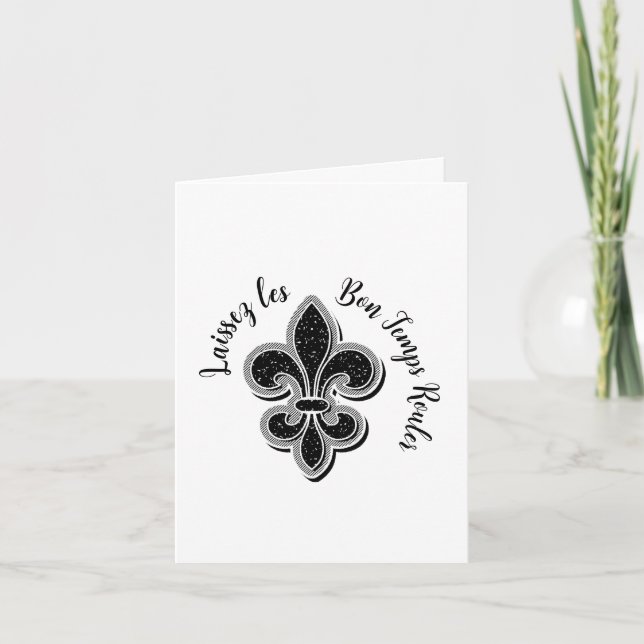 Tarjeta Laissez Mardi Gras Fleur De Lis Saludo (Anverso)