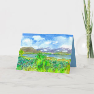 Tarjeta Lake House Watercolor Feliz cumpleaños