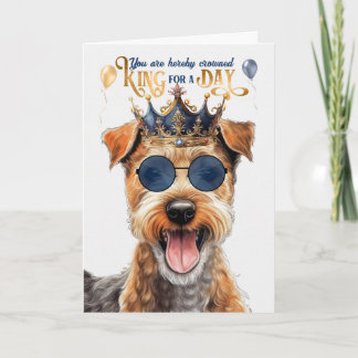 Tarjeta Lakeland Terrier Dog King por día cumpleaños diver
