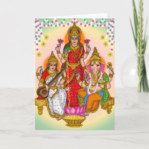 Tarjeta Lakshmi Saraswati Ganesha
