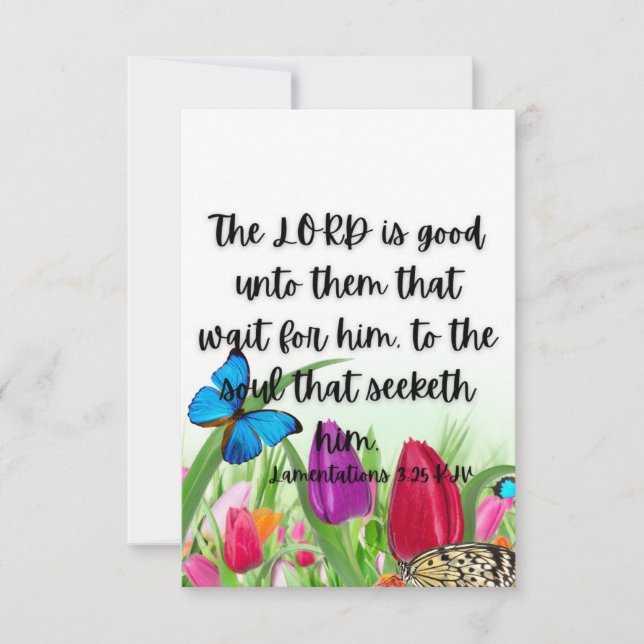 Tarjeta Lamentaciones 3:25 Biblia Verse Pic Flat Greeting (Anverso)