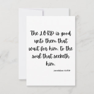 Tarjeta Lamentaciones 3:25 KJV Biblia Verso saludo plano