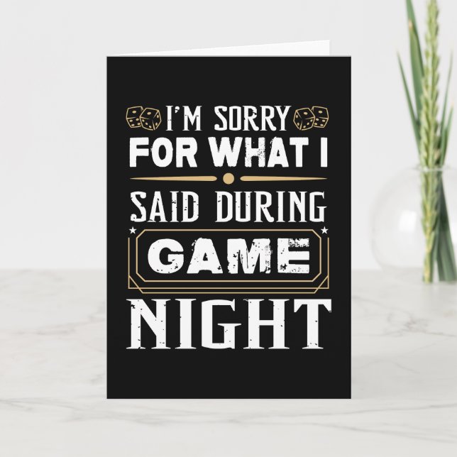Tarjeta Lamento lo que dije durante la noche del juego (Anverso)