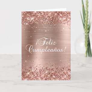 Tarjeta Laminado Dorado Rosa Brillante 2 Feliz Cumpleaños