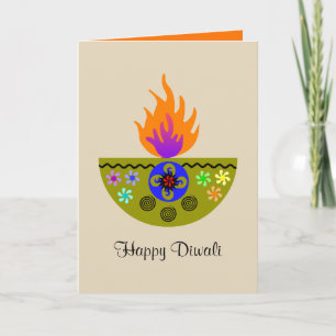 Tarjeta Lámpara colorida Diya de Diwali