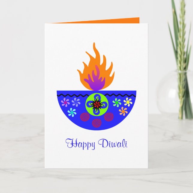 Tarjeta Lámpara colorida Diya de Diwali (Anverso)