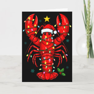 Tarjeta Langosta de Navidad con sombrero de Santa divertid