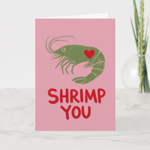 Tarjeta Langostinos Divertidos Dibujados a Mano Amor por M