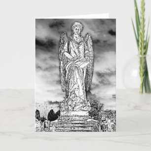 Tarjeta Lápida del ángel escribiendo