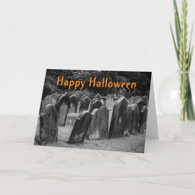 Tarjeta Lápidas de cementerio de Halloween personalizables (Anverso)