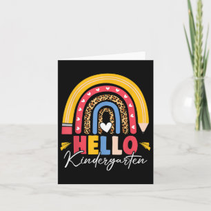 Tarjeta Lápiz de arcoiris Leopardo Hola Kindergarten de vu