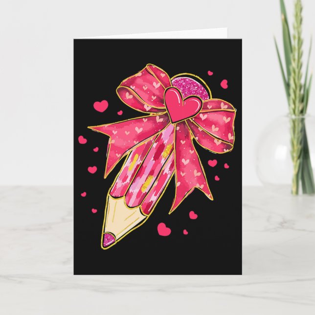 Tarjeta Lápiz de Maestro San Valentín Coquette Bow 1  (Anverso)