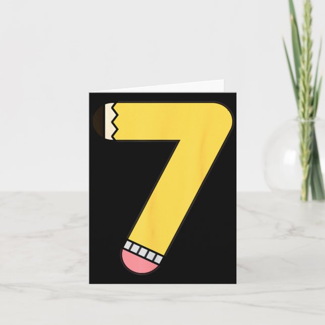 Tarjeta Lápiz Número 7 Regreso a la Escuela Cumpleaños 7 (Anverso)