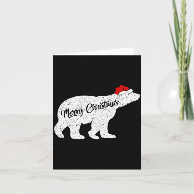 Tarjeta Lar Bear Animal Lover Xmas Santa Hat Lar Bear Chri (Anverso)