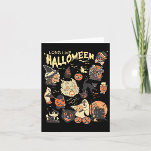 Tarjeta Larga vida a Halloween Vintage Witch Ghost Bl
