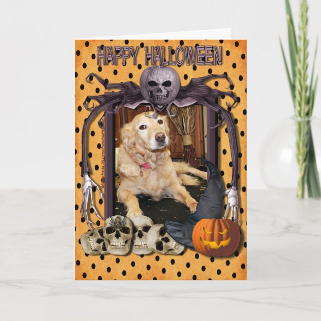 Tarjeta Larry - golden retriever - Photo-2 Halloween (Anverso)
