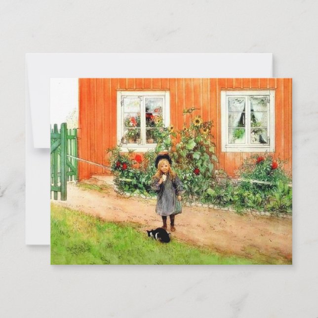 Tarjeta Larsson - Brita con un gato y un sándwich (Anverso)