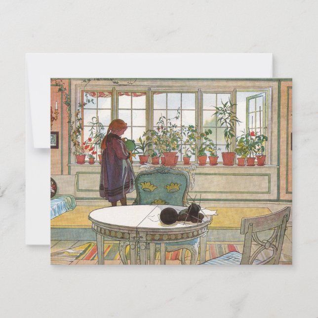 Tarjeta Larsson: Flores en el Windowsill (Anverso)