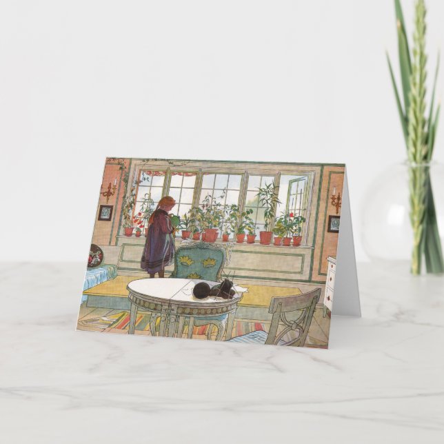 Tarjeta Larsson: Flores en el Windowsill (Anverso)