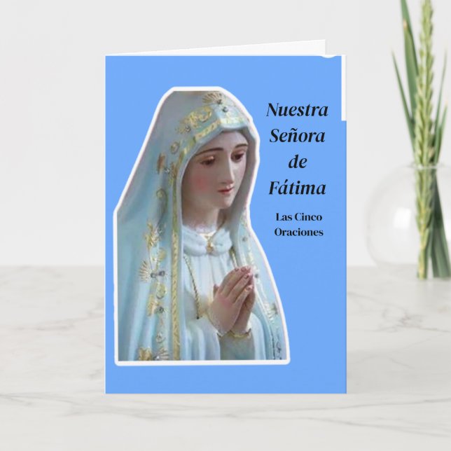 Tarjeta Las 5 oraciones reveladas por la Virgen de Fátima (Anverso)