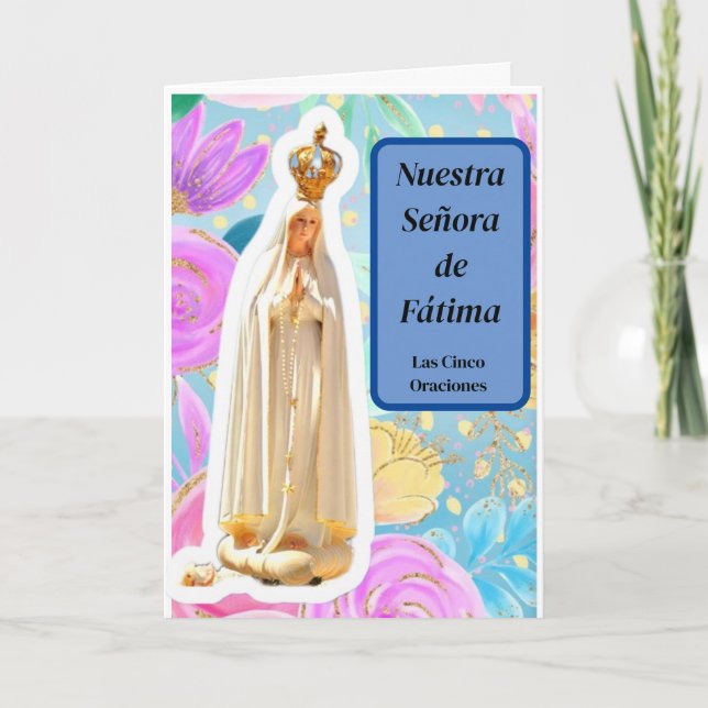 Tarjeta Las 5 oraciones reveladas por la Virgen de Fátima (Anverso)