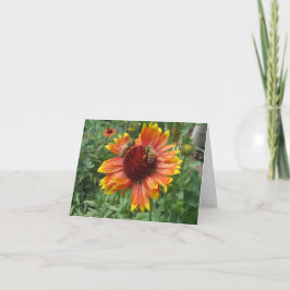 Tarjeta Las abejas en la flor abierta