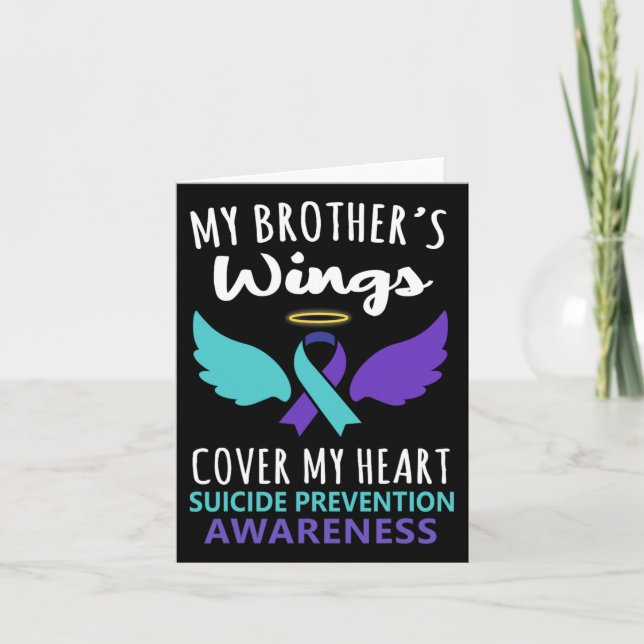 Tarjeta Las alas de mi hermano cubren conciencia del suici (Anverso)