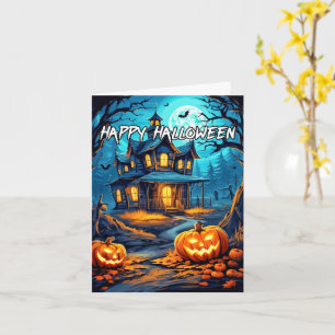Tarjeta Las calabazas fantasmales de la casa feliz Hallowe