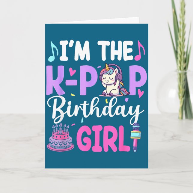 Tarjeta Las chicas de cumpleaños de k-pop unicornio k pop  (Anverso)