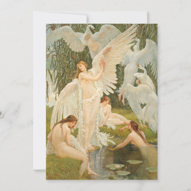 Tarjeta Las criadas de cisnes | Walter Crane (Anverso)
