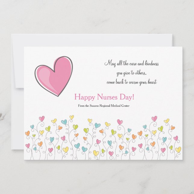 Tarjeta Las Enfermeras Están Llenas De Corazón (Anverso)