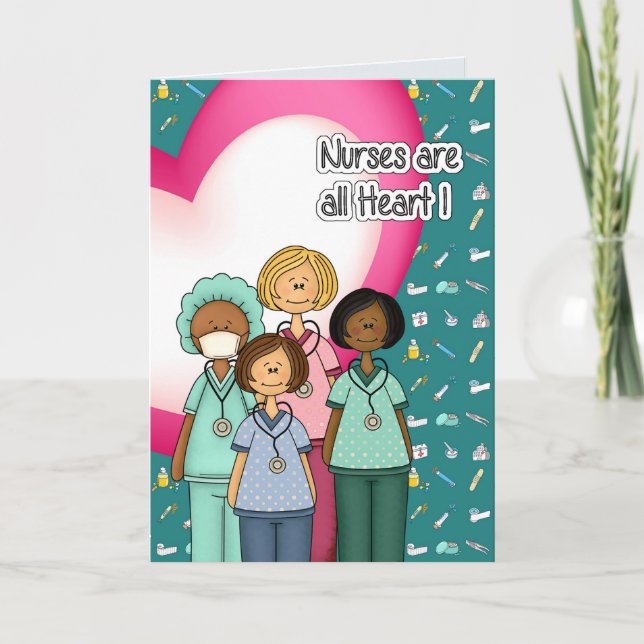 Tarjeta Las enfermeras son todas Personalizados de corazón (Anverso)