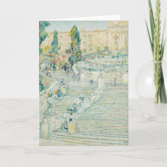Tarjeta Las escaleras españolas, Roma | Childe Hassam (Anverso)