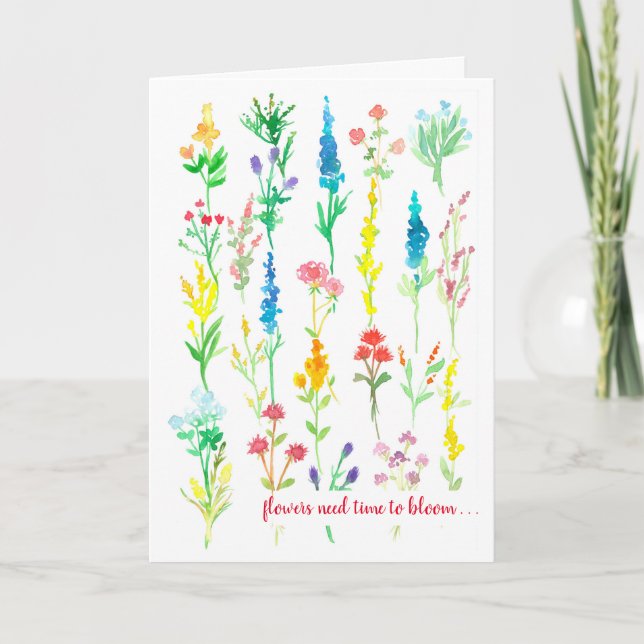 Tarjeta Las Flores De Aliento De Amigo Necesitan Tiempo Pa (Anverso)