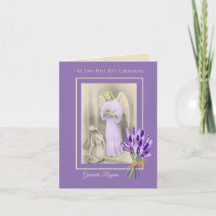 Tarjeta Las flores del primer Chica de la comunión sagrada