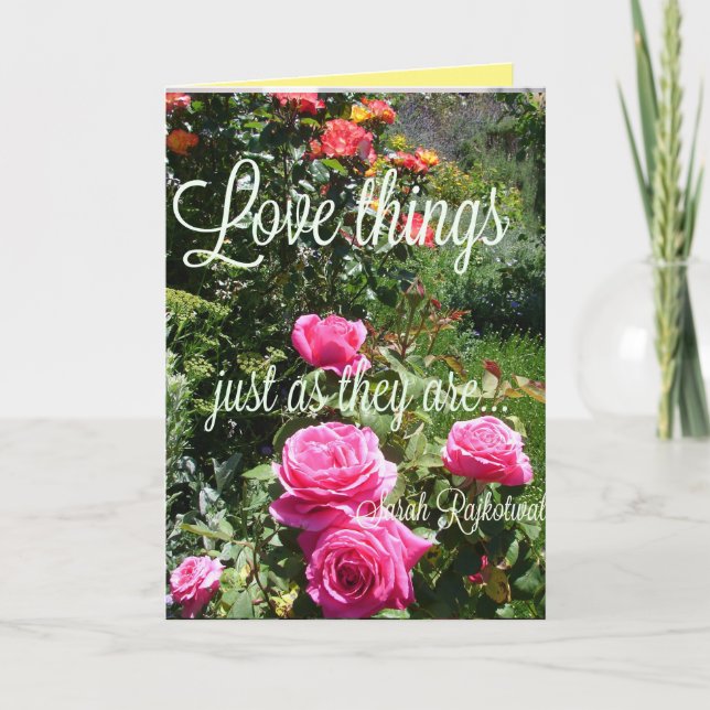 Tarjeta Las flores del Rosa aman las cosas como cartas de  (Anverso)