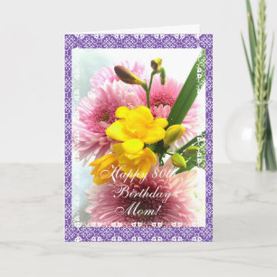 Tarjeta Las freesias de cumpleaños 80 de mamá cambian la e