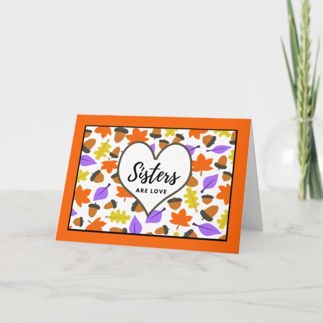 Tarjeta Las hermanas aman las hojas de cumpleaños y los al (Anverso)